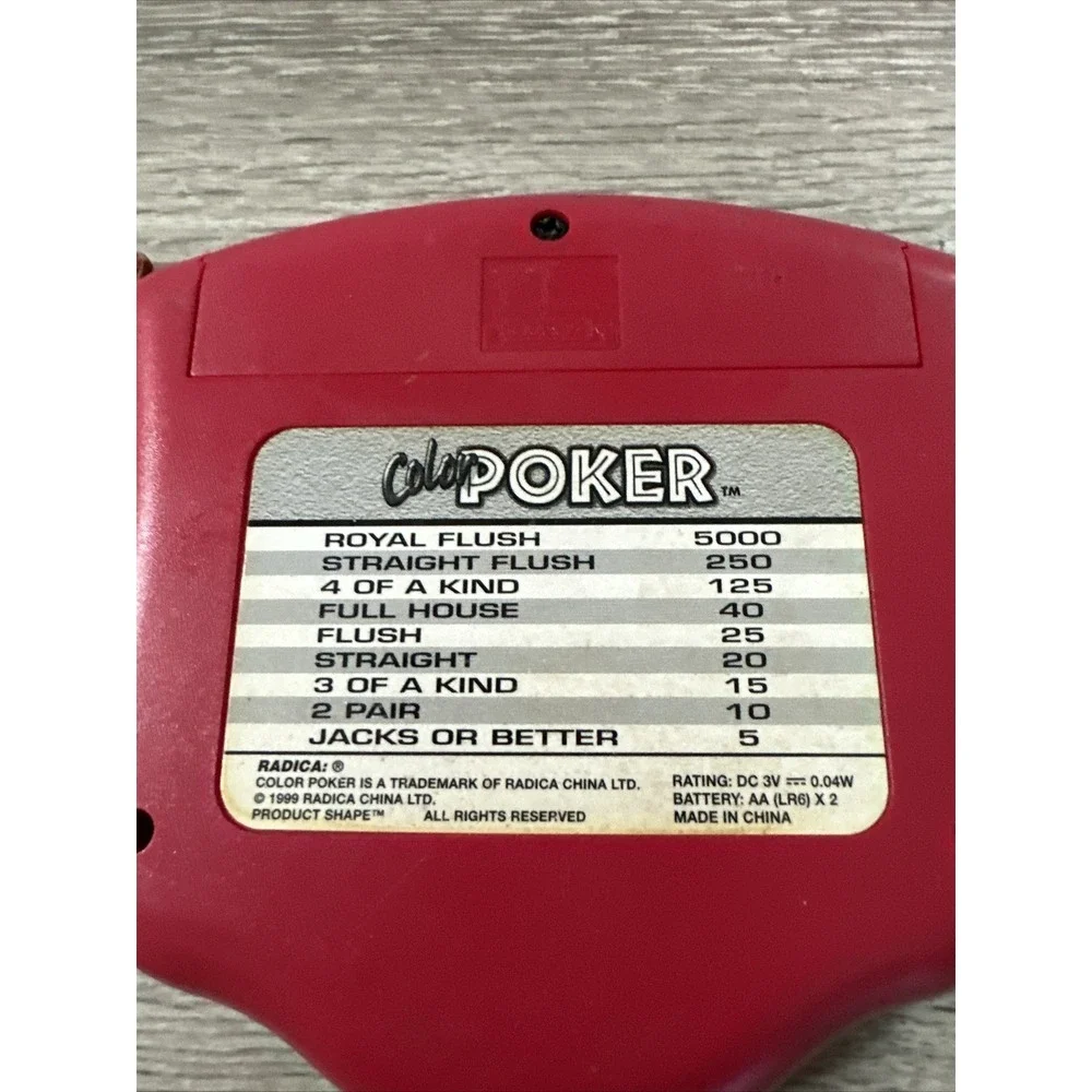 Vintage 1999 Radica Color Poker Handheld‎ Electronic Game Pink Retro Toy 1109